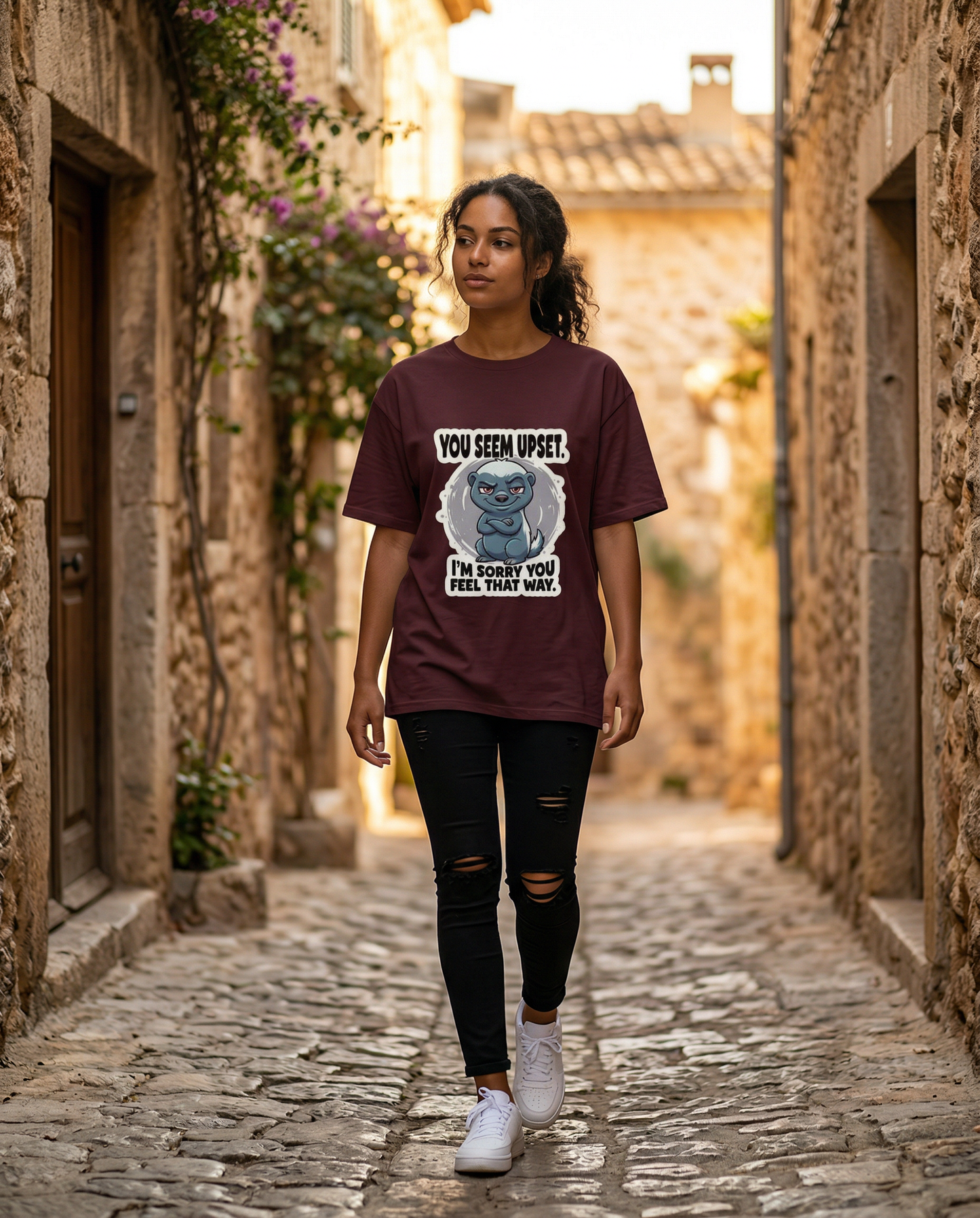 DreamTees | "Honey Badger Mood" Sarcastic Graphic Unisex Classic Crew T-Shirt