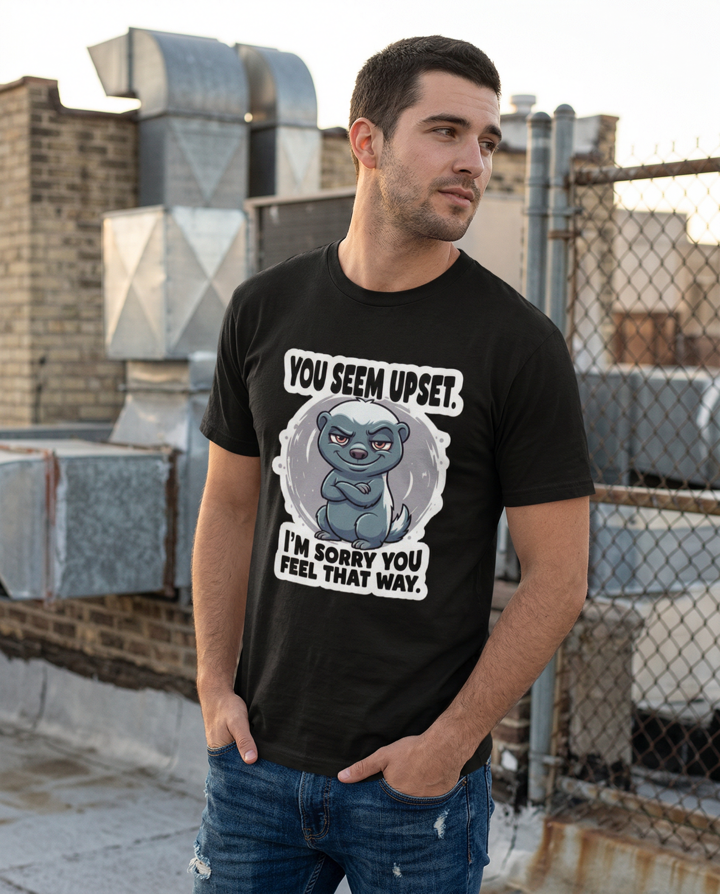 DreamTees | "Honey Badger Mood" Sarcastic Graphic Unisex Classic Crew T-Shirt