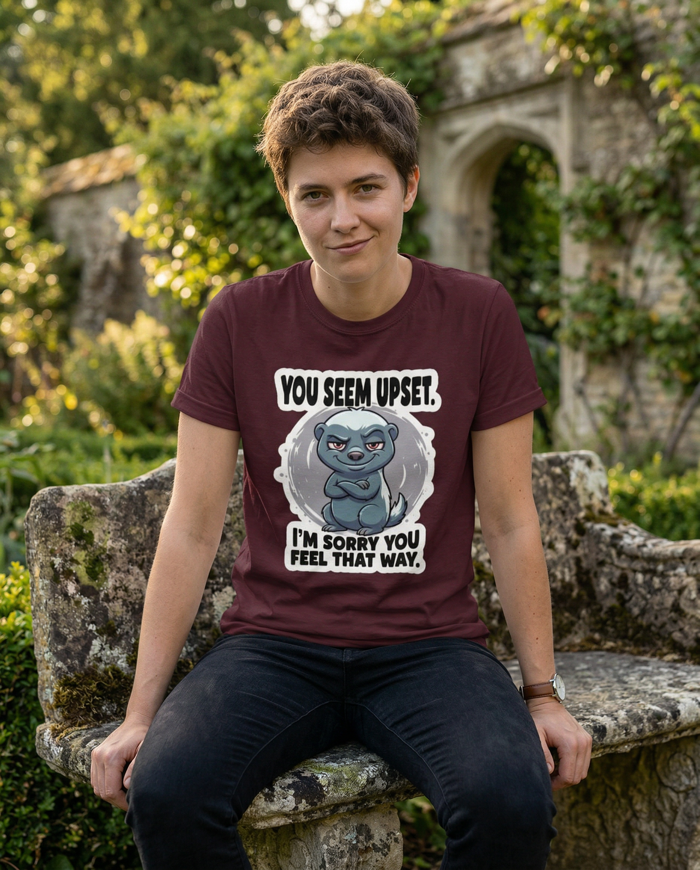 DreamTees | "Honey Badger Mood" Sarcastic Graphic Unisex Classic Crew T-Shirt