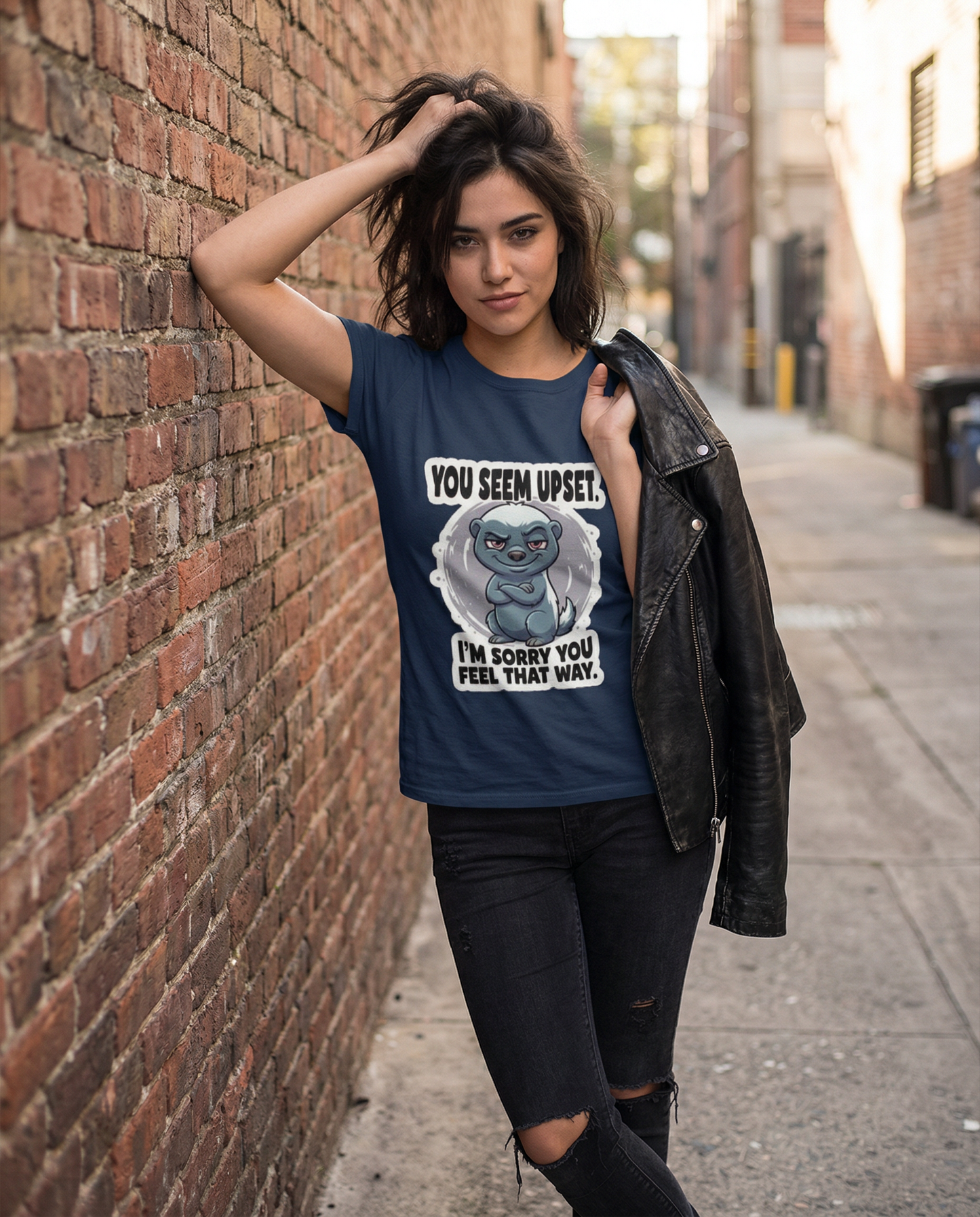 DreamTees | "Honey Badger Mood" Sarcastic Graphic Unisex Classic Crew T-Shirt