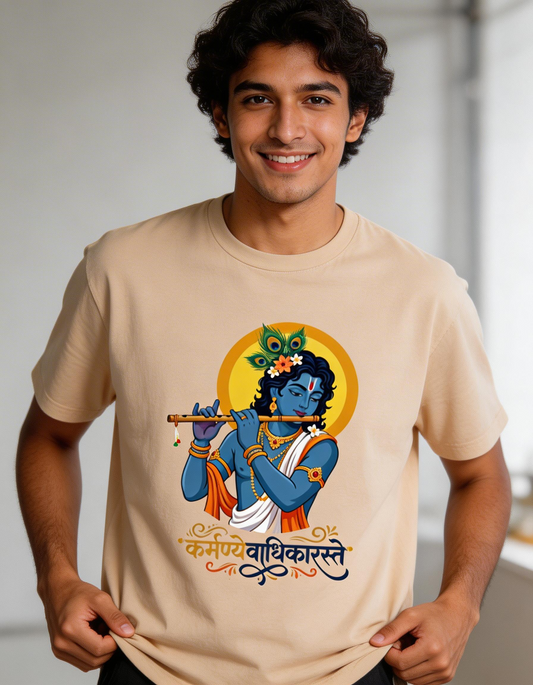 DreamTees | Lord Krishna "Karmanye Vadhikaraste" Graphic Unisex Classic Crew T-Shirt
